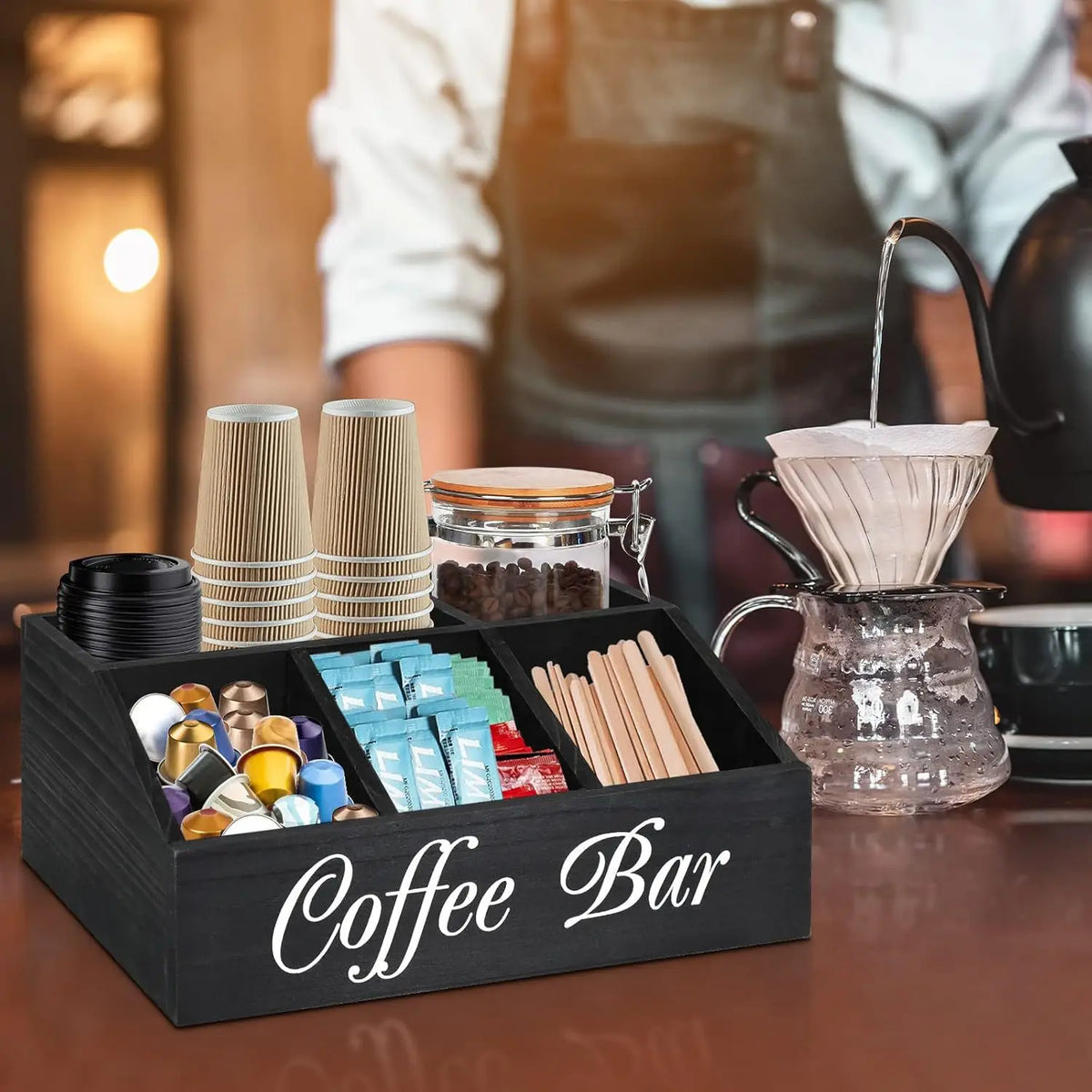 Boîte à Café Bois — Double Compartiment